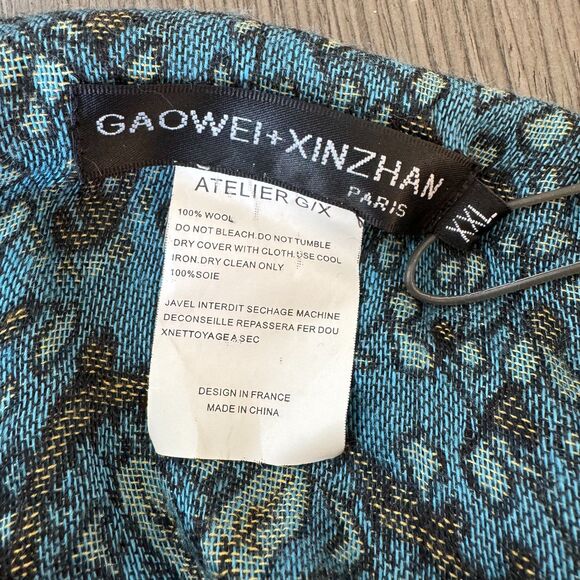 Gaowei + Xinzhan Paris Blue Shawl Pashmina Jacket with Tassels Size Medium - Picture 9 of 9